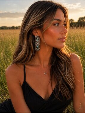 Silver and Turquoise Concho Handmade Earrings